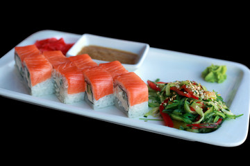 rolls Philadelphia isolated on black background