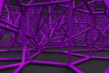 Abstract 3d voronoi lattice on black background