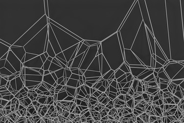 Abstract 3d voronoi lattice on black background