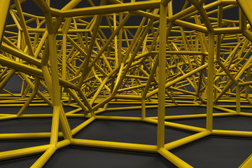 Abstract 3d voronoi lattice on black background