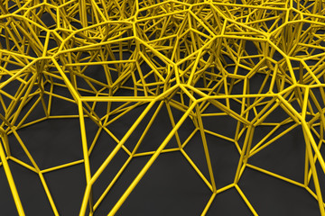 Abstract 3d voronoi lattice on black background