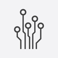 Circuit board icon. Technology scheme symbol flat vector illustration on white background.