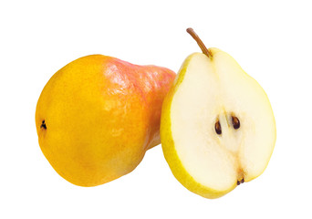 Sweet yellow pears isolated on white
