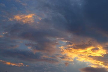 sky in sunset and motion cloud, beautiful colorful evening nature space for add text