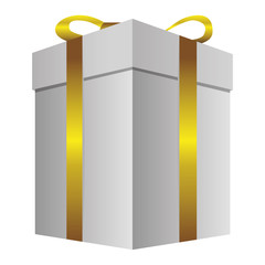 white gift long boxes with gold ribbon icon, vector illustration design