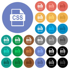 Fototapeta na wymiar CSS file format round flat multi colored icons