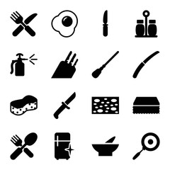 Set of 16 kitchen filled icons