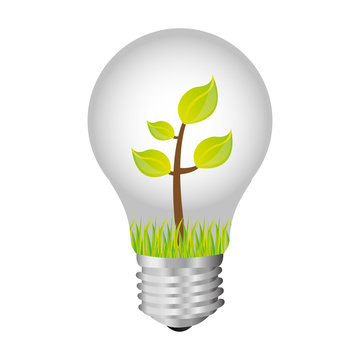 bulb with plant inside icon, vector illustration design image