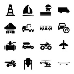 Set of 16 transportation filled icons