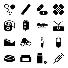 Set of 16 treatment filled icons