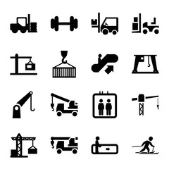 Set of 16 lift filled icons