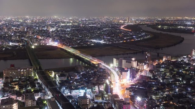 千葉県 東京都 夜景 リバーサイド タイムラプス