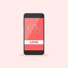Love Phone Flat Icon