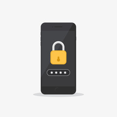 Closed Padlock Security Phone Flat Icon