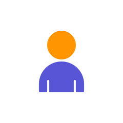 Person icon vector, filled flat sign, solid colorful pictogram isolated on white. User account, member symbol, logo illustration