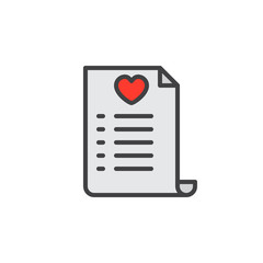 Wish list line icon, filled outline vector sign, linear colorful pictogram isolated on white. Symbol, logo illustration