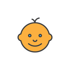 Baby face line icon, filled outline vector sign, linear colorful pictogram isolated on white. Symbol, logo illustration