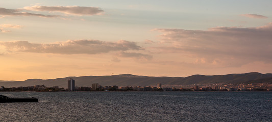 Panoramic view of Nessebar in Bulgaria at sunset.