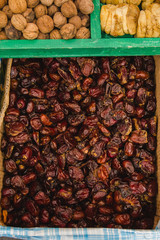 Dried dates fruit in the open street market