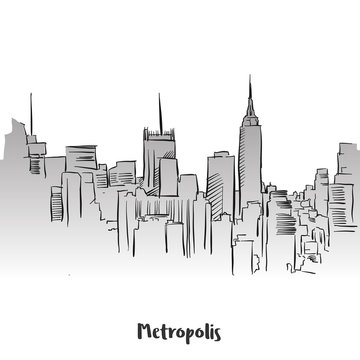 Metropolis Outline Silhouette Card Design