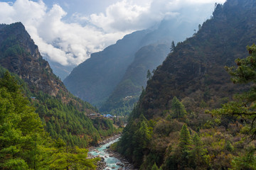 Landscape of Himalaya mountain valley, Everest region, Nepal