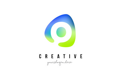 Fototapeta premium O Letter Logo Design with Oval Green Blue Shape.