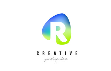 R Letter Logo Design with Oval Green Blue Shape.