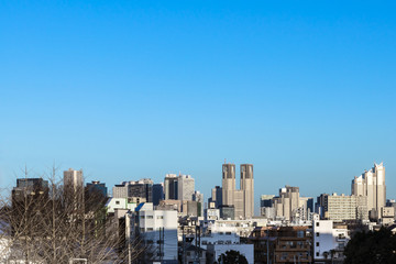Fototapeta na wymiar 冬の東京　青空とビル群