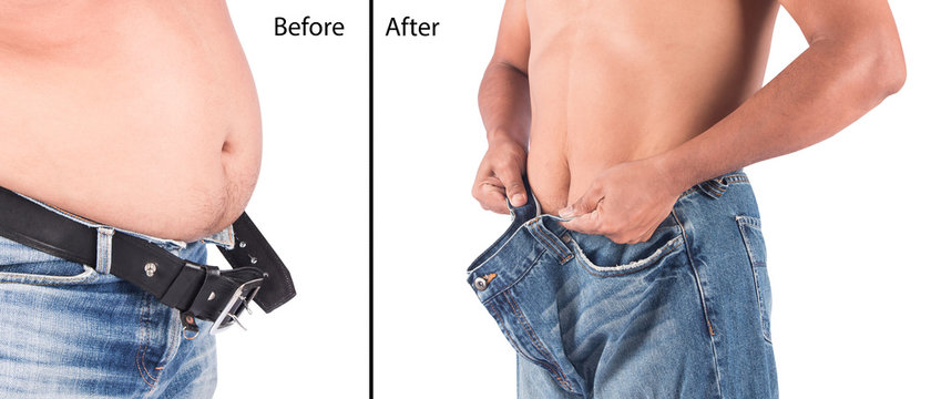 Young man show body after weight loss