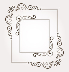 Set of two calligraphic floral frames and page decoration. Vector illustration