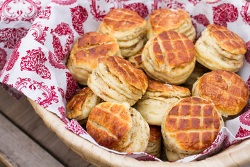 homemade scones on the basket
