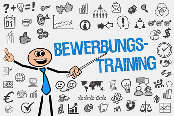 Bewerbungstraining / Mann mit Symbole