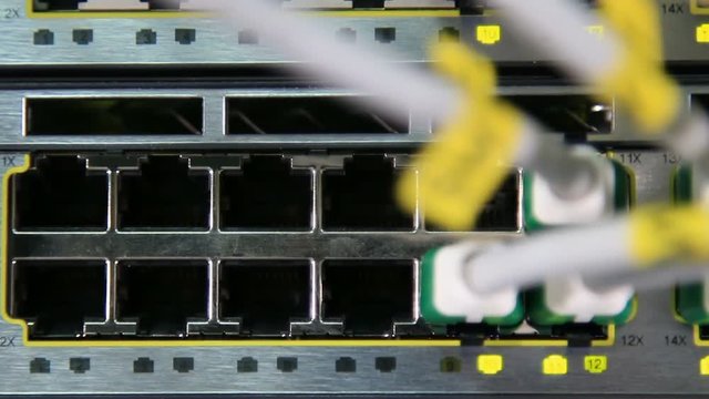Network panel, switch and cable in data center