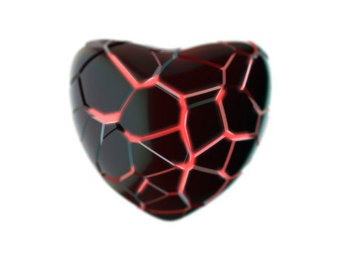 Black broken heart - 3D rendered with depth of field