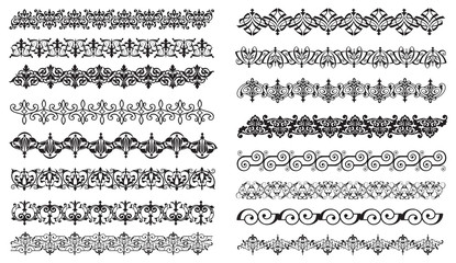 Obraz premium Art deco design elements of vintage ornaments and borders corners of the frame Isolated art nouveau flourishes on a white background