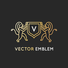 Two lions logo concept