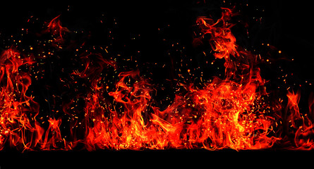 Texture of fire on a black background.