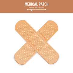 Medical Patch Vector. Two Sides. Adhesive Waterproof Aid Band Plaster Strips Varieties Icons Collection. Realistic Illustration Isolated On White Background