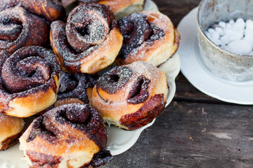 sweet rolls with cinnamon and chocolate