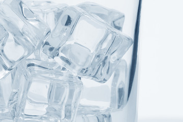 glass with ice cubes