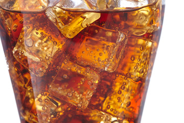 cola with ice cubes