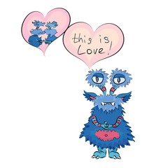 funny love Blue Monster