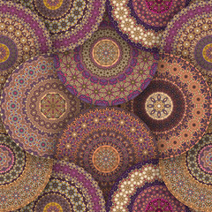 Ornate floral seamless texture, endless pattern with vintage mandala elements.