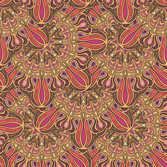 Ornate floral seamless texture, endless pattern with vintage mandala elements.