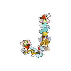 Letter J Rubbish. Trash font. garbage alphabet. Lettering litter