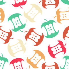 Apple core seamless pattern.  Fruit trash ornament. Rubbish background. garbage texture