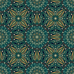 Ornate floral seamless texture, endless pattern with vintage mandala elements.