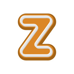 Letter V Gingerbread. Peppermint honey-cake font. Cookies alphabet. Lettering biscuit