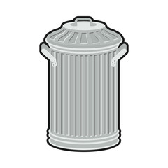 Trash can isolated. Wheelie bin on white background. Dumpster iron.