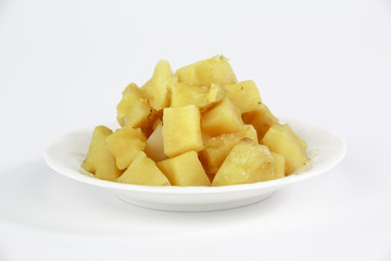 sweet potatoes on a white plate
